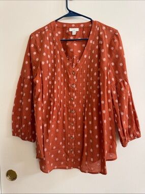J.Jill Rust colored Floral Button-Front Top